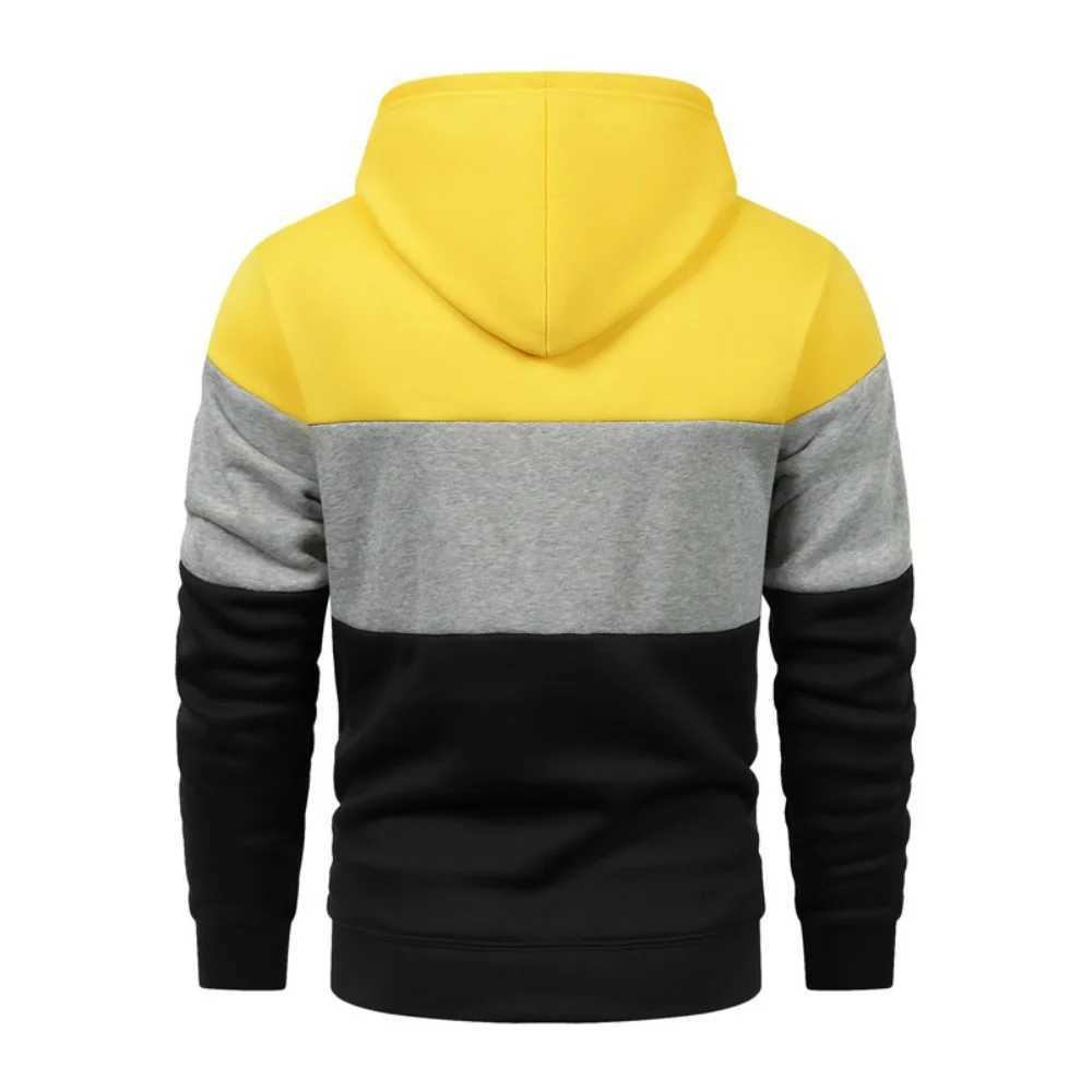 2025 Autumn/Winter Plush Fashion Casual Mens Color Blocking Hoodie Outdoor Running Sweatshirt W250110