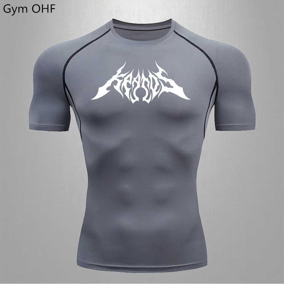 Mens casual T-shirt anime printed clothing quick drying slim fit ultra-thin round neck training T-shirt soft gym top W250111