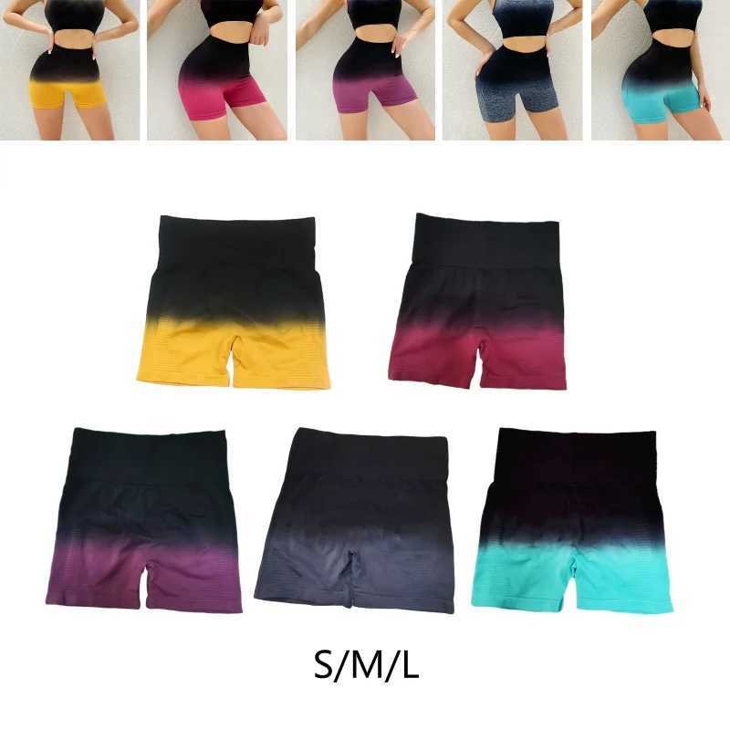 Gradient Seamless Yoga Shorts Gym Running Workout Tight Sports Shorts Womens High Waist Elastic Butt Lifting Fitness Pants 2023XJ250111