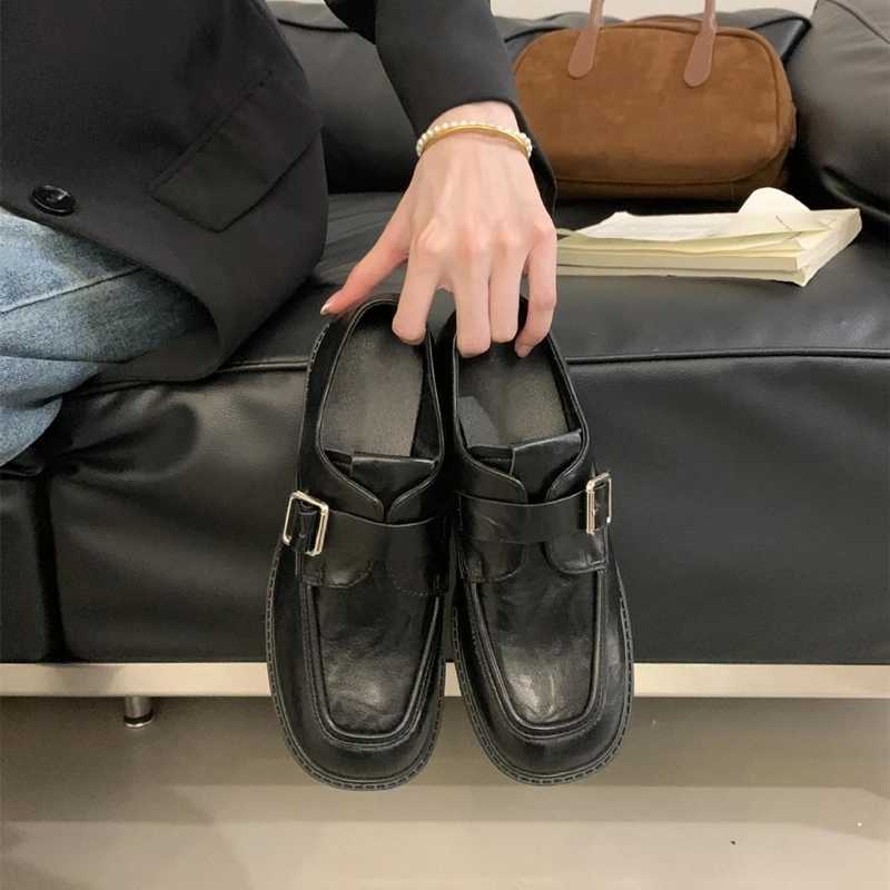 New Arrival AIYUQI Womens Loafers UK Style 2025 New Buckle Thick High Heels Womens Shoes Spring Large Womens Oxford Shoes T250110