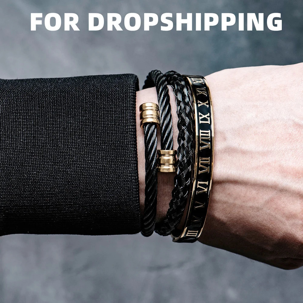 3 pieces/set Charm Mens Bracelet Stainless Steel Handmade Rope Bracelet Eagle Bracelet with Natural Stone Jewelry Direct 250109
