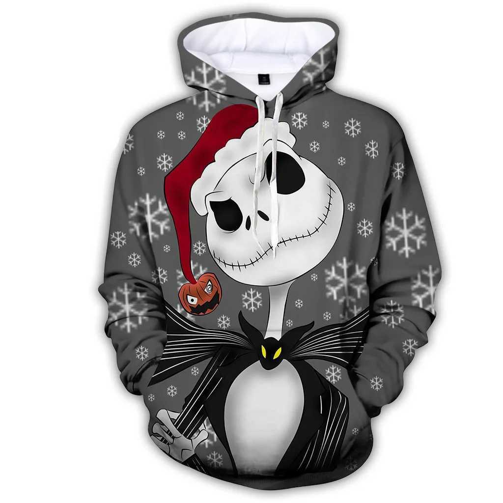 Mens Halloween sweatshirt mens Harajuku skull hooded clothing spring loose mens sweatshirt 3D printed cartoon sweatshirt W250110