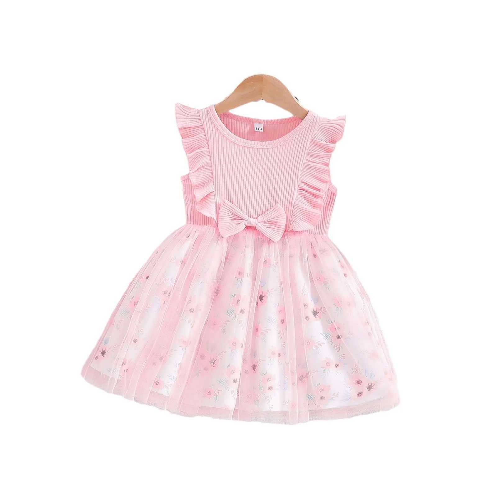 2025 New Womens Sleeveless Childrens Clothing Summer Princess Dress Par Baby Dress Childrens Clothing Flower 1-6Y W250111
