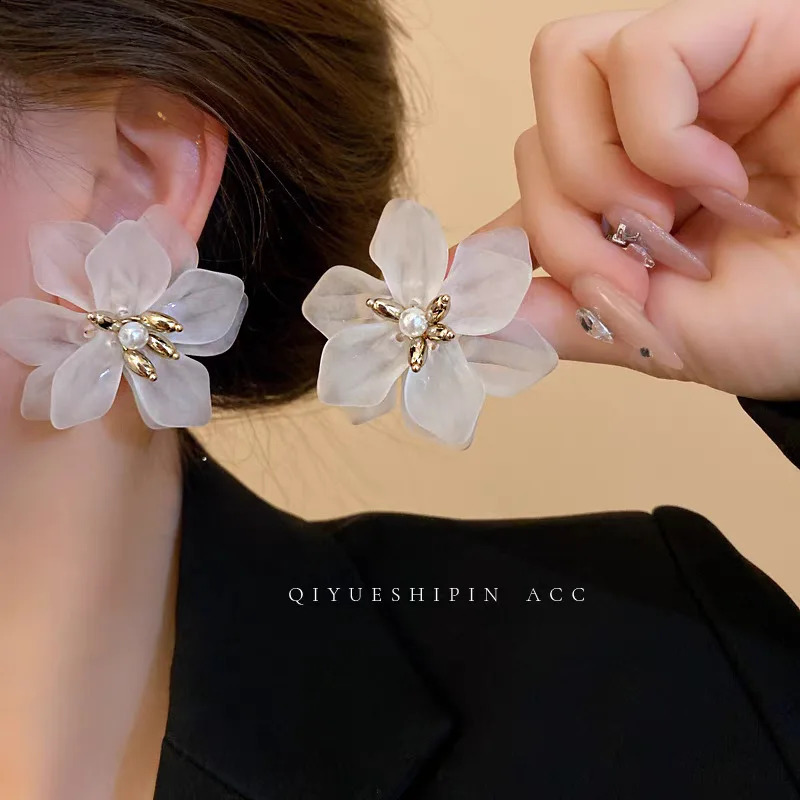 Women Girls Korean Style Exaggerated Flower Earrings Boutique Elegant Plant Ear Rings Vintage Jewelry Wedding Party Earring Gift 250103