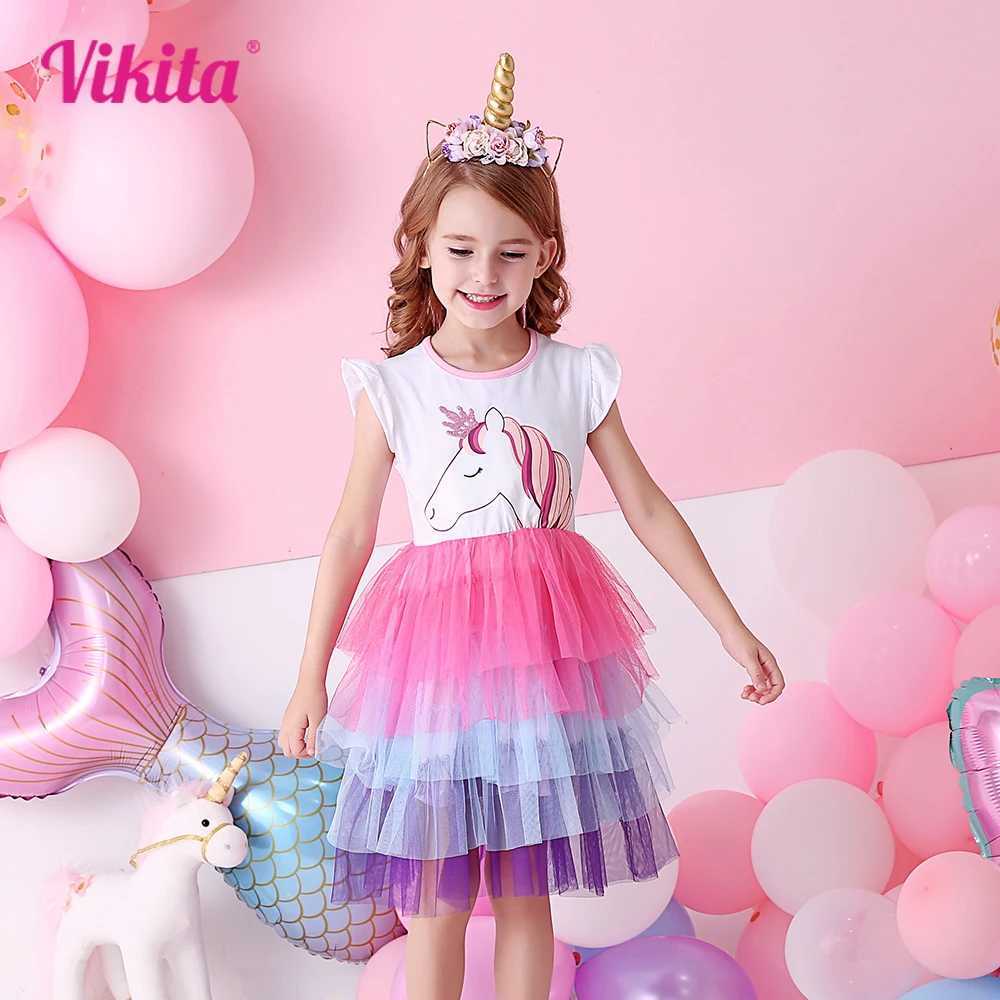 Vegeta Girls Tutu Dress Childrens Summer Flame Sleeve Princess Dress Girls Par Layered Dress Childrens Clothing W250111