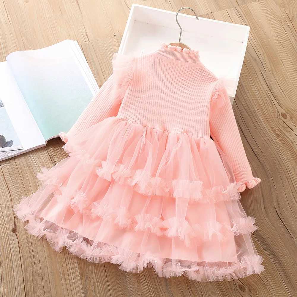 Spring and autumn childrens dresses with floral collar patches lace childrens dresses long sleeved cotton childrens cake dresses and baby cake dresses