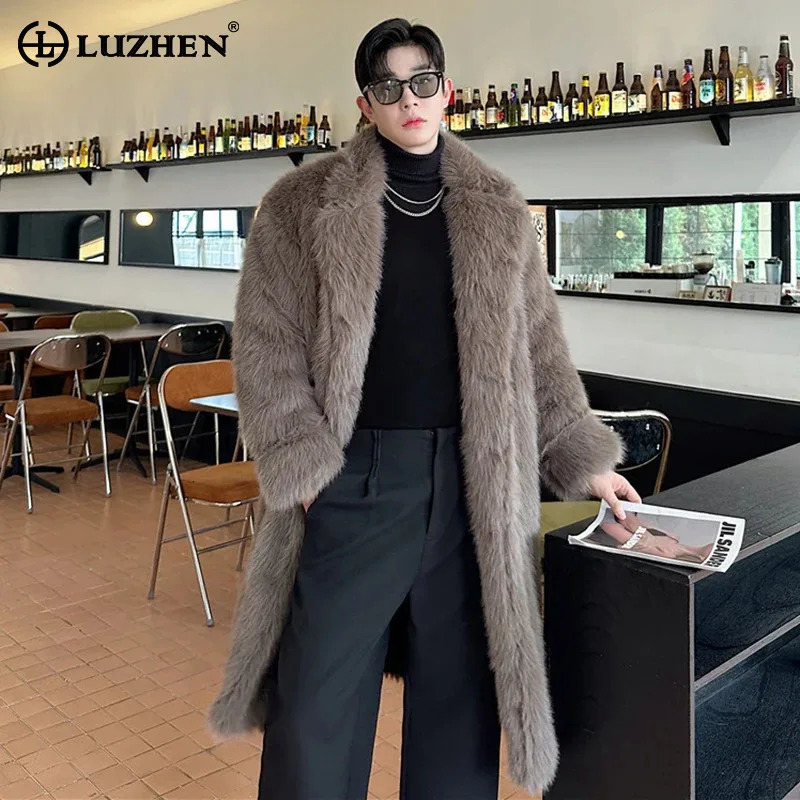 LUZHEN 2024 Winter Thickening Warm Fur Coat Trend Fashionable Niche Long Korean Mens Temperament Outerwear LZ7985 250107