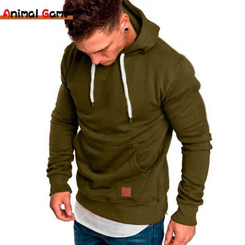 New spring and autumn streetwear fashion mens solid color hooded sweatshirt casual loose wool jacket W250110