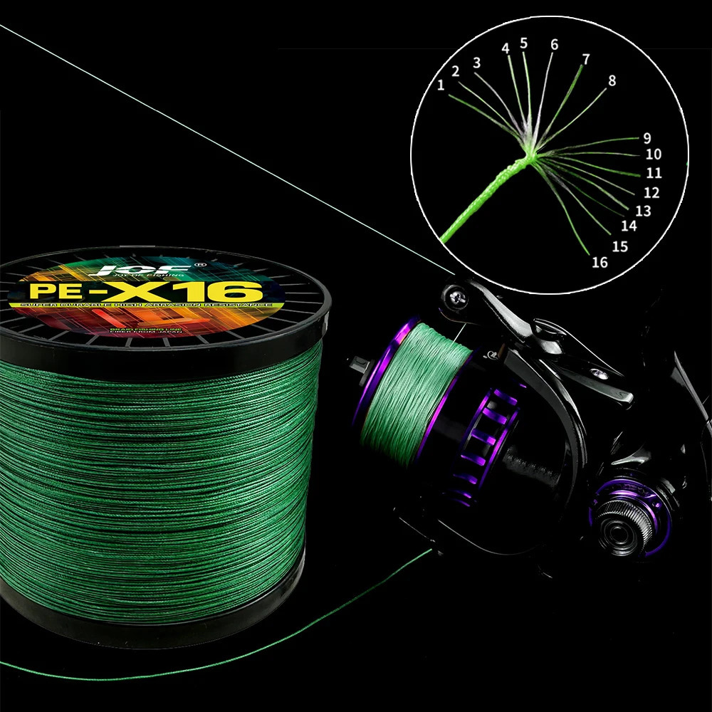 16 Strands Braided Fishing Line X16 Super Strong 254080100125140161200LBS HollowCore 100-1000M Multifilament 11.3-91kg 250107