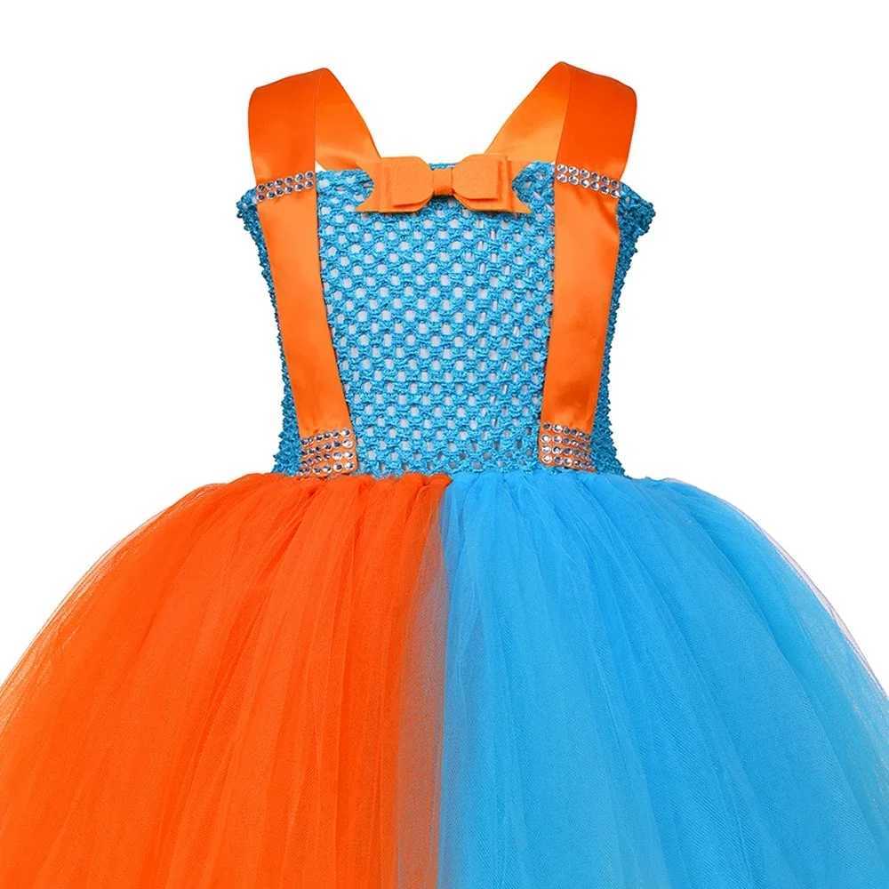 Teachers costume childrens orange sky blue English education Tutu dress hat glasses girl Halloween costume W250111