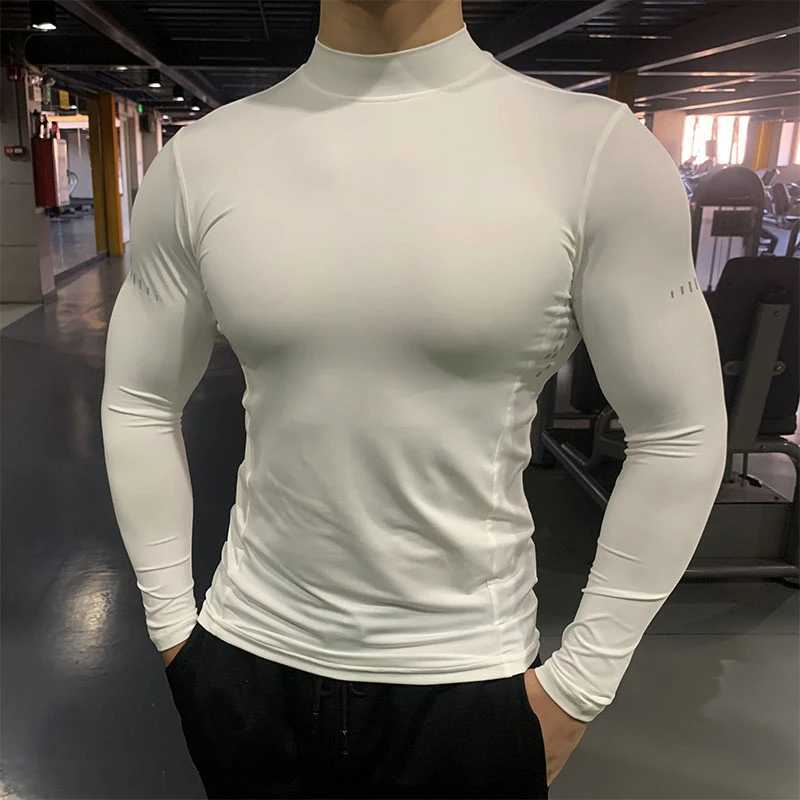 Compressed elastic T-shirt mens quick drying breathable long sleeved top gym sports T-shirt mens casual T-shirt outdoor sportswear W250111