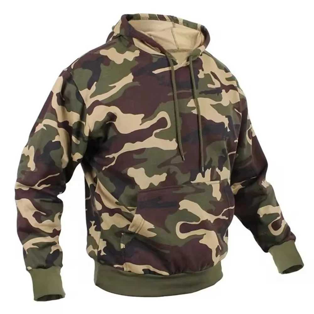 Military camouflage hoodie camouflage 3D printed mens and womens fashionable casual pull rod outdoor sports top W250110