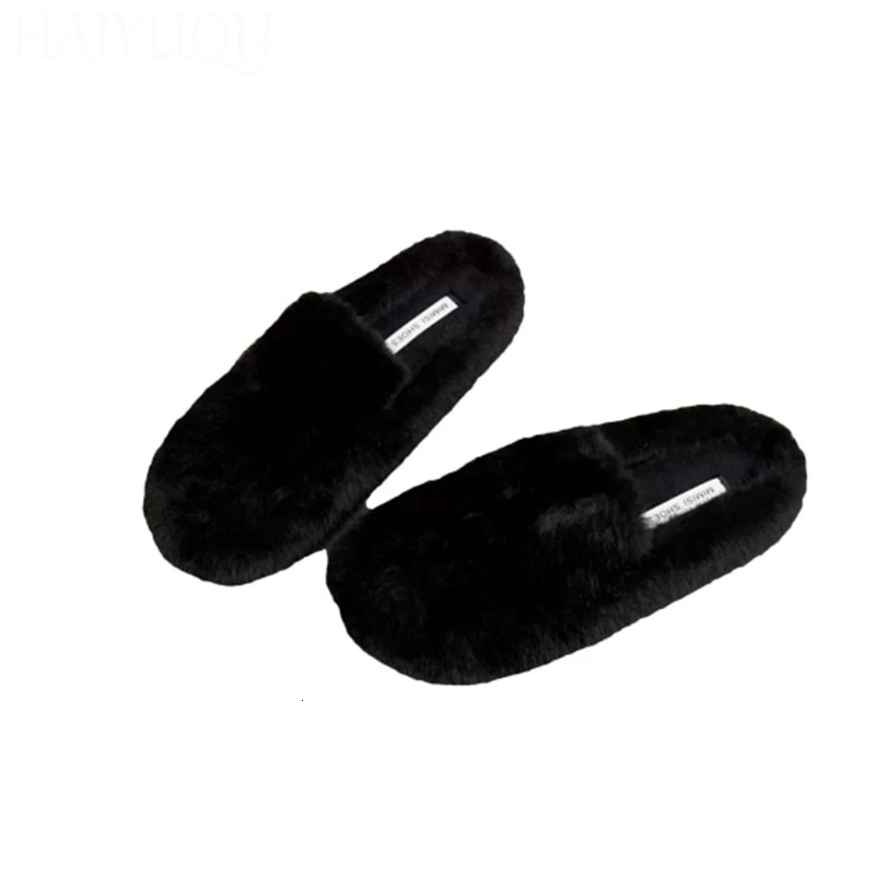 Fur Leopard Women Fluffy slippers Flats Cotton Shoes Mules Woman Trend Fashion Slingback Short Plush Warm Snow Botas Mujer 250106