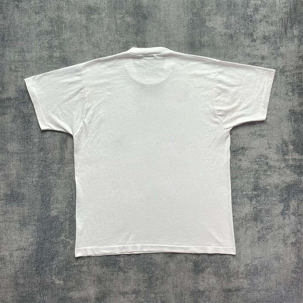 Cartoon anime character letter printed short sleeved men's casual loose and versatile trendy brand white T-shirt ins half cut sleeve