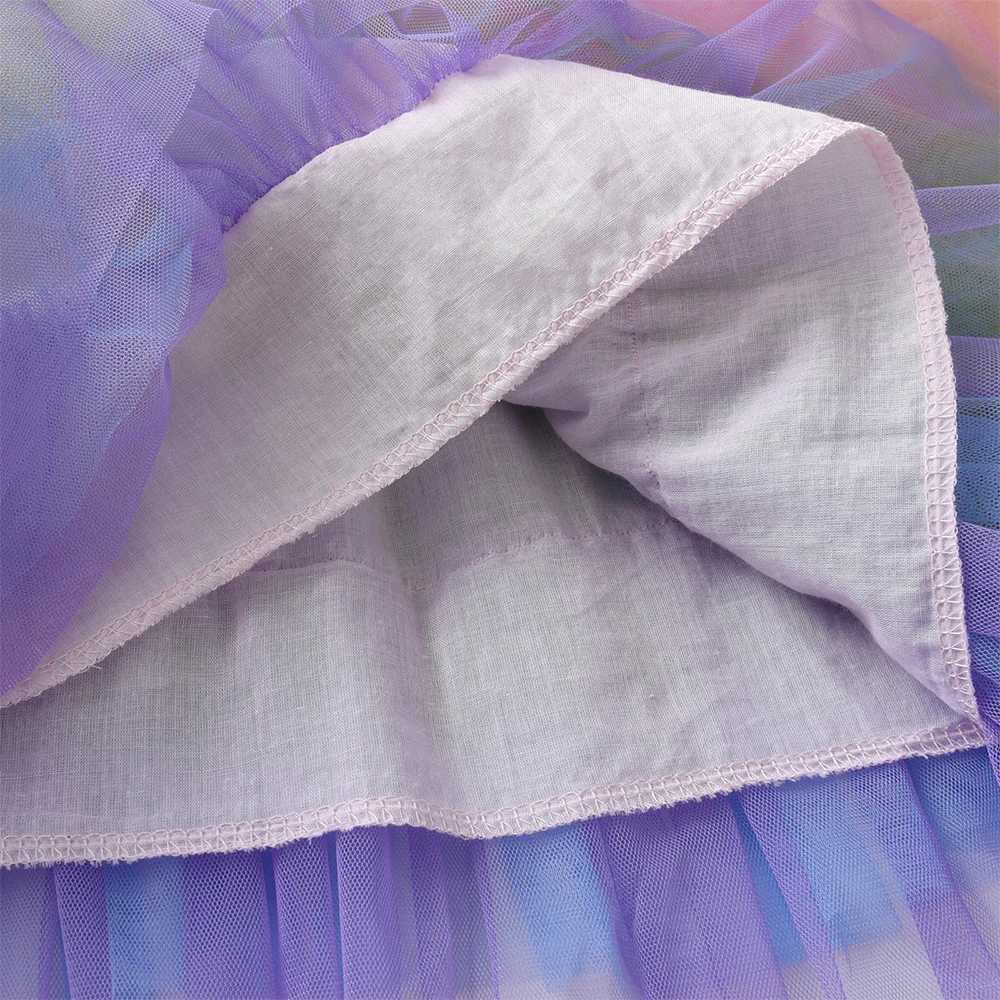 DXTON Mermaid Princess Dress Girls Thick Winter Childrens Clothing Color Gradient Grid Layer Warm Childrens Dress Clothing W250111