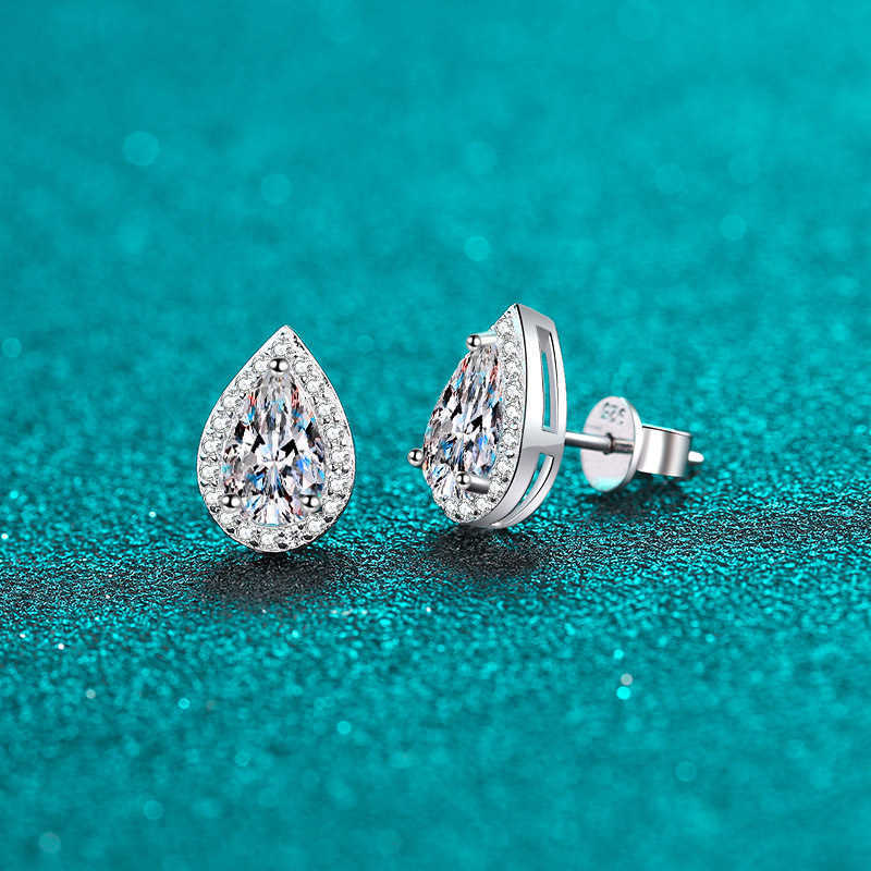 S925 Sterling Silver Water Drop Moissanite Stud Earrings for Women Gift Jewelry