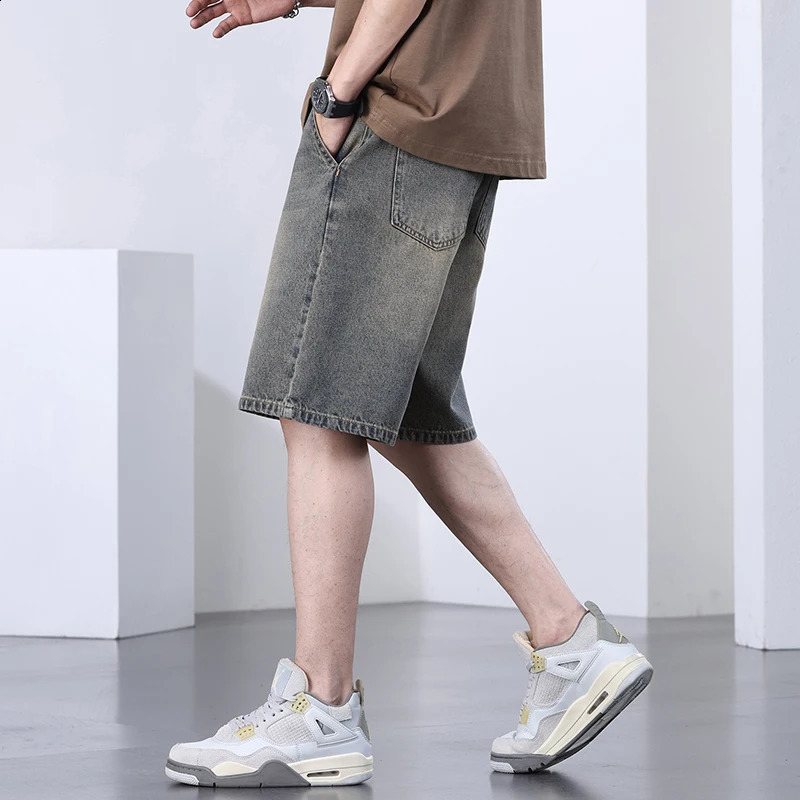 Mens Denim Shorts Summer Clothes Vintage Pants Fashion Thin Casual Loose Bermuda Jeans Wide Short 250108