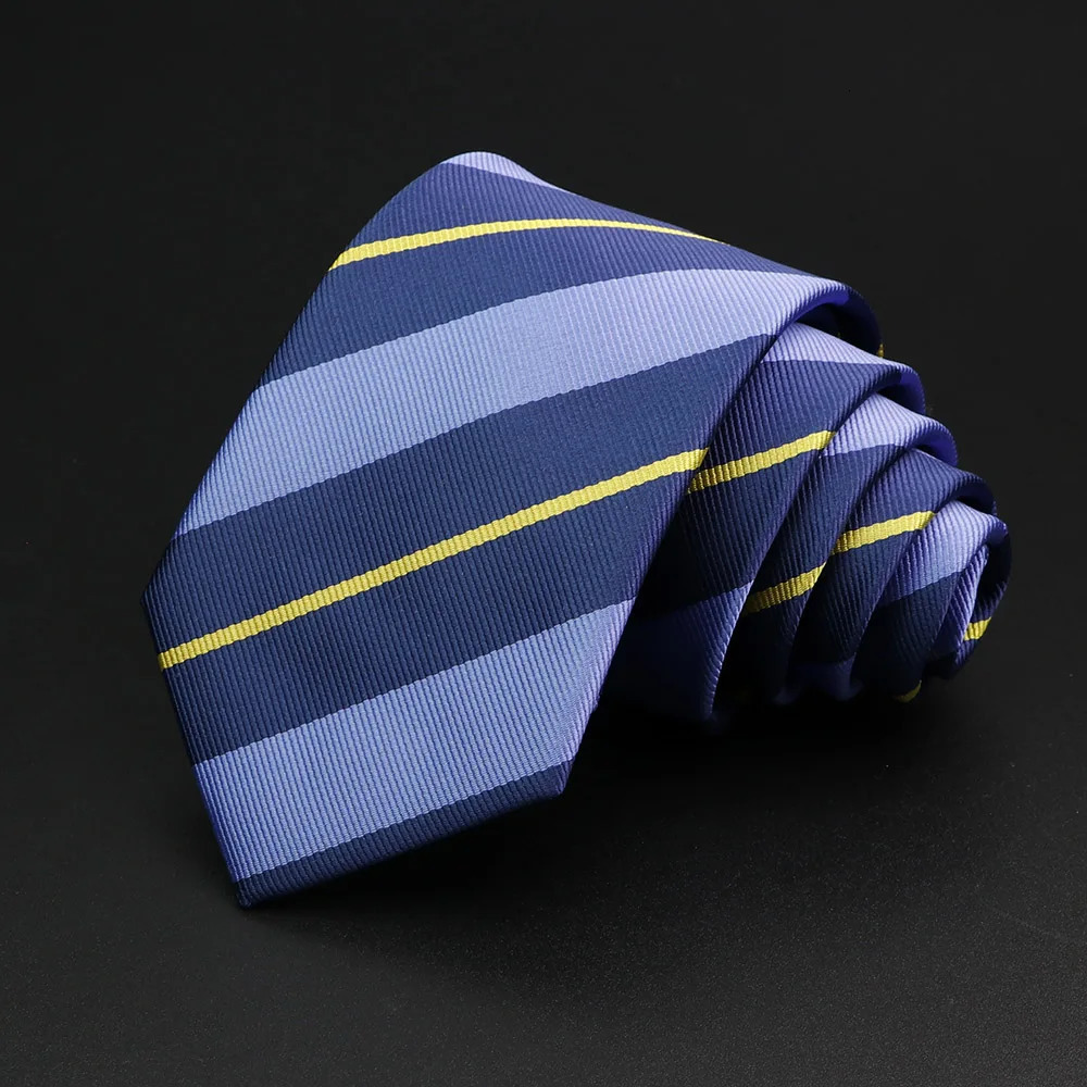 Mens Tie Classic Stripe 7cm Jacquard Red Blue Green Necktie Daily Wear Cravat Wedding Party Dress Accessories Gift For Man 250103