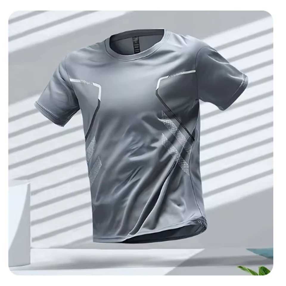 Mens T-shirt Sports Running T-shirt Mens Fast Drying Breathable Short Sleeve Round Neck Activity T-shirt Outdoor Exercise Mens Clothing W250111