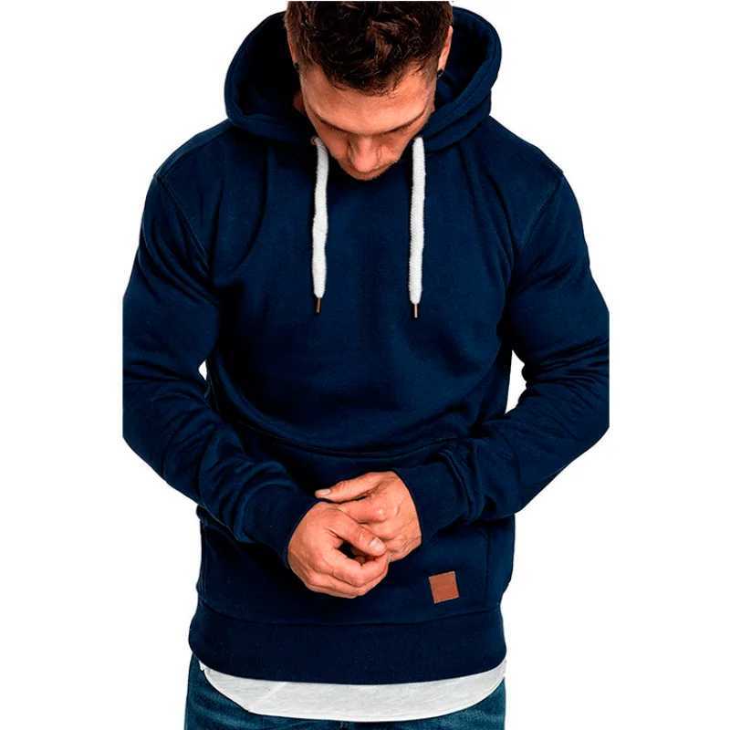 New spring and autumn streetwear fashion mens solid color hooded sweatshirt casual loose wool jacket W250110