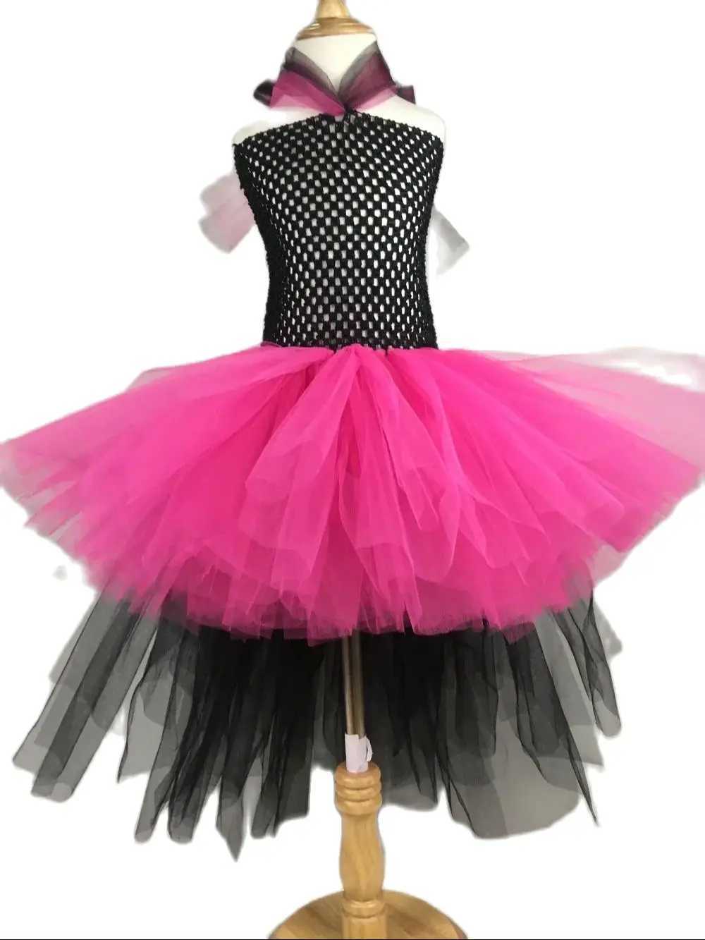 Cool girl rock queen Tutu dress baby fluffy crochet chiffon dress childrens role-playing costume childrens birthday party tracking dress W250111