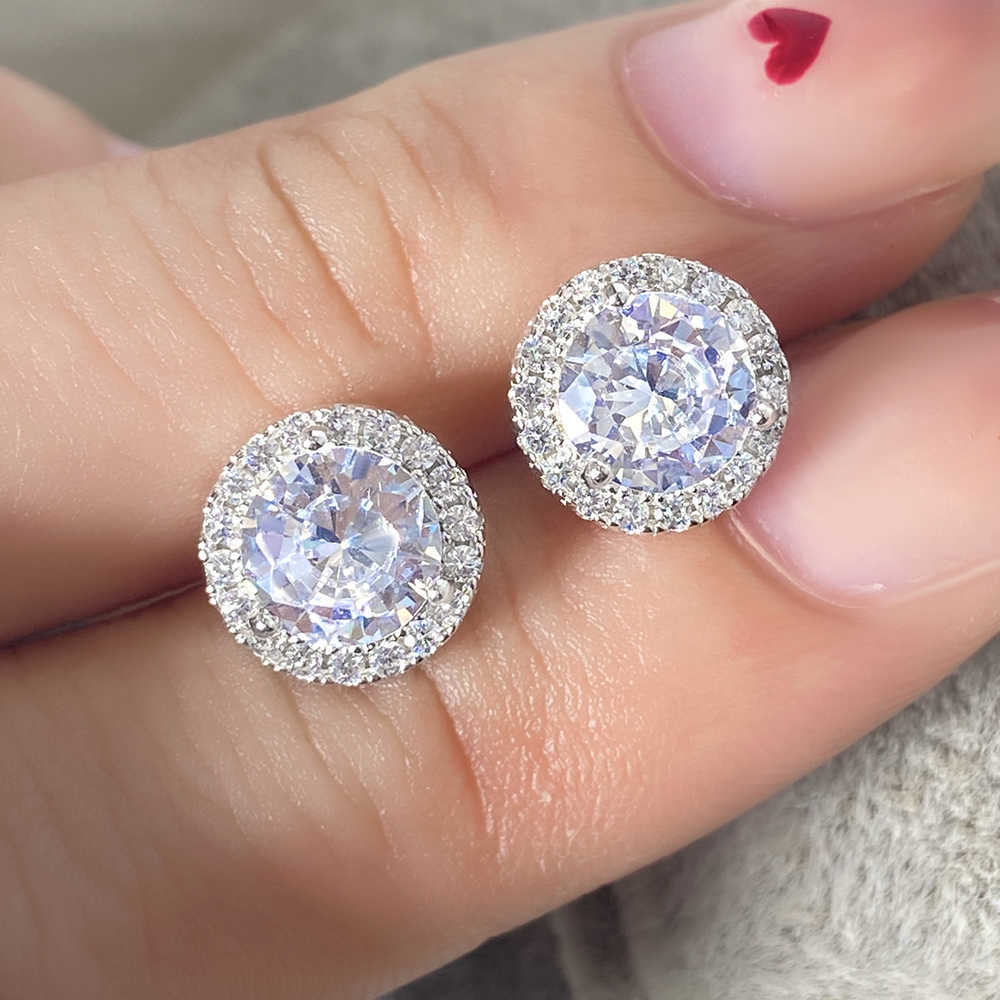 foxi hot selling S925 silver clear cz stud earrings high quality 100% 925 sterling silver stud earrings for women