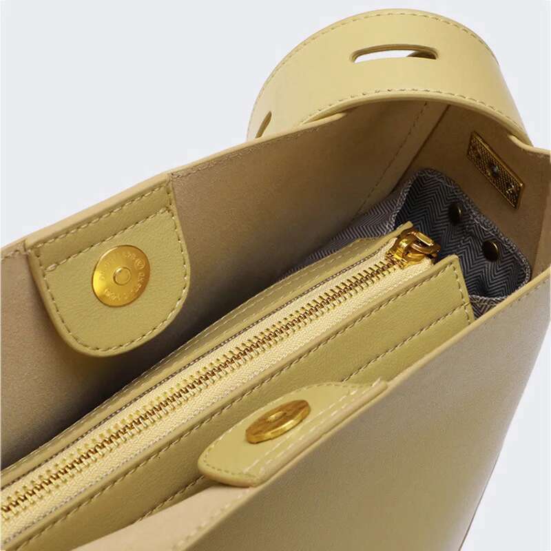 High Quality Women Bucket Solid Bag Split Leather Lady Handbag One-Shoulder Messenger Girl Commute Tote High-Capacity