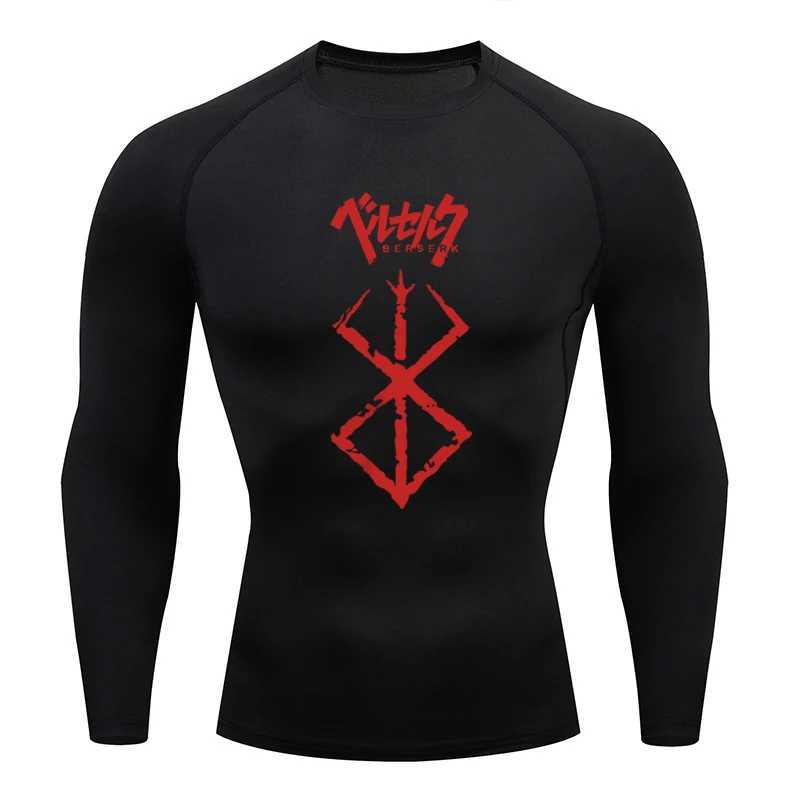 Anime Fury Compression T-shirt Mens Fitness Tight Long Sleeve Sports T-shirt Training Jogging Shirt Gym Sportswear Quick Drying W250111