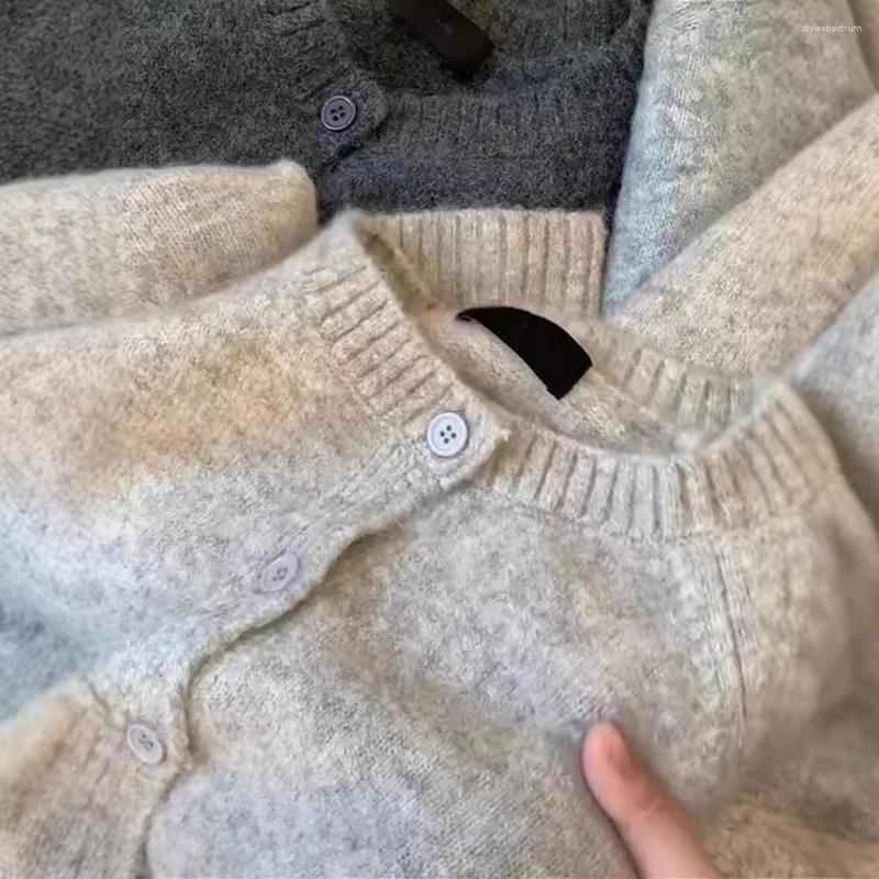 Women's Sweaters Korean Style Milk Fufu Grey Raccoon Velvet Knitted Cardigan Spring And Autumn Soft Waxy Lazy Sweater Coat High-grade Top