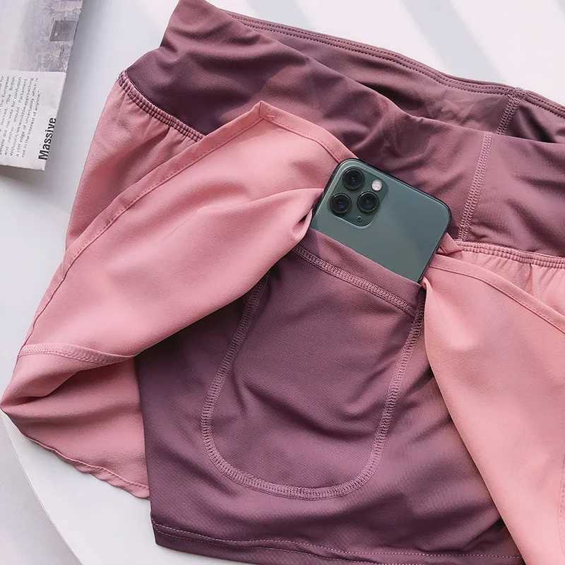 Women 2 In 1 Running Short With Pocket High Waist Yoga Gym Fitness Workout SportswearXJ250111