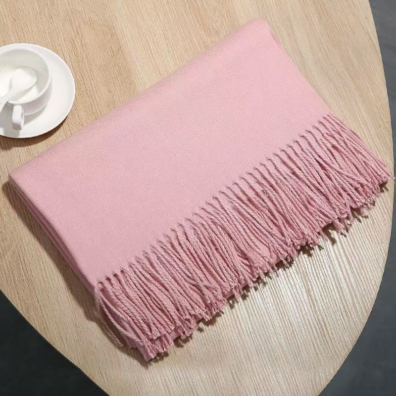 T092 scarf women's shawl Korean version versatile dual-use double-sided solid color student men and women long warm neck scarf autumn and winter 