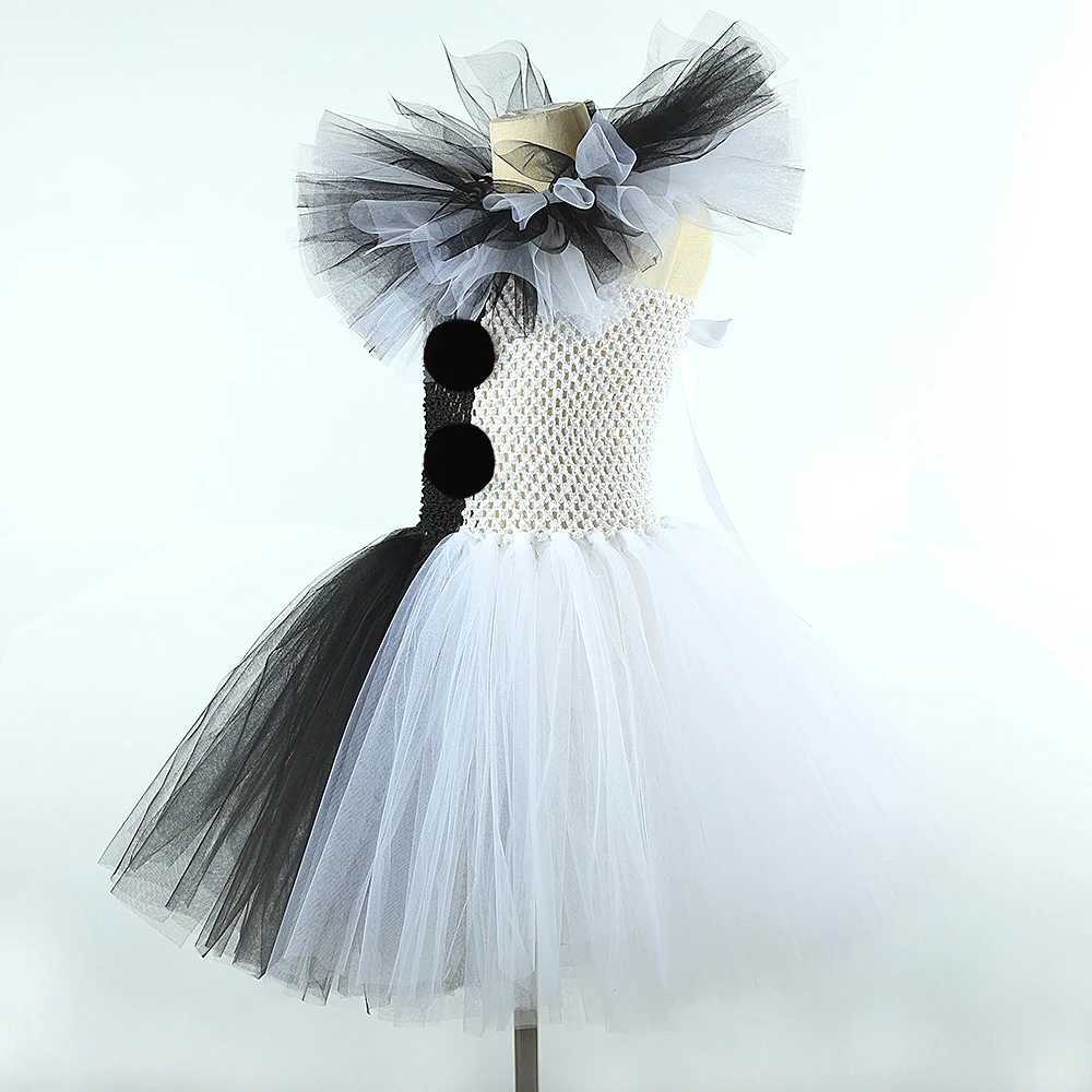 White black checkered girls clown costume Halloween horror costume Tutu childrens costume clown fancy costume childrens horror costume W250111
