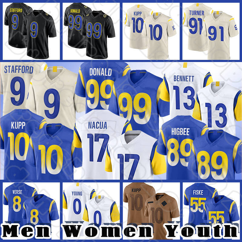 17 Puka Nacua Jersey Football 99 Aaron Donald 8 Jared Verse 9 Matthew Stafford Cooper Kupp Kyren Williams Braden Fiske Jimmy Garoppolo Stetson Bennett IV Byron Young