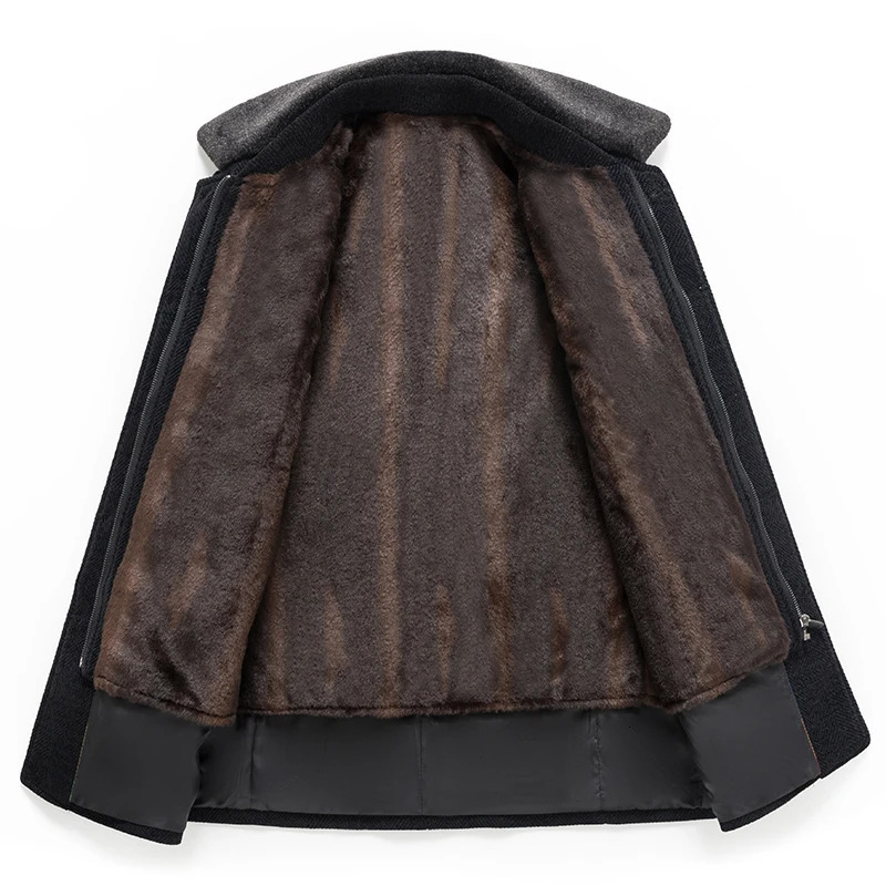 2024 arrival winter jacket men fashion Woolen Coat Mens Casual detachable fur collar Wool trench coat Men Dress Jacket 250107