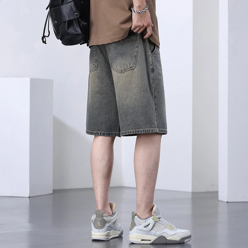Mens Denim Shorts Summer Clothes Vintage Pants Fashion Thin Casual Loose Bermuda Jeans Wide Short 250108