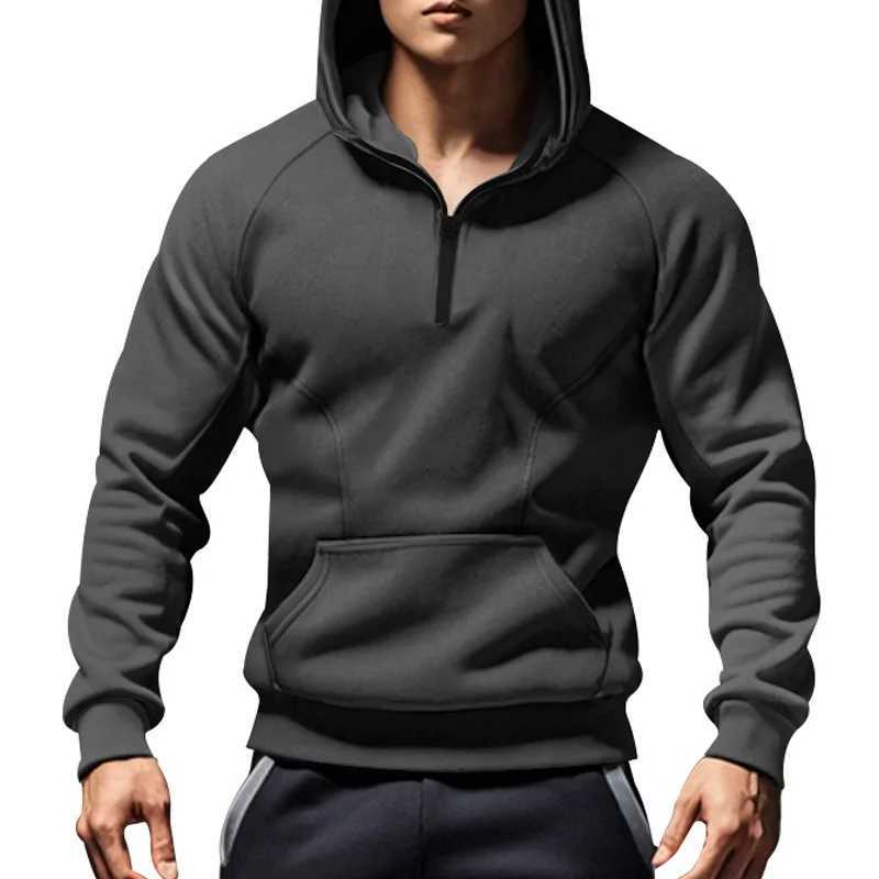 European and American long sleeved sportswear mens casual zipper half zipper color blocked wool sportswear W250110