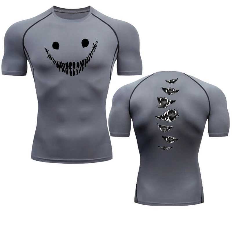 Running T-shirt mens short sleeved compression shirt summer quick drying top black bodybuilding muscle shirt breathable gym W250111