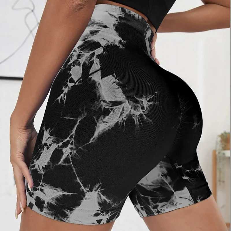 Seamless Tie Dye Sports Tight Three Piece Pants for External Wear Sexy Yoga Fitness Shorts for Women High Waist Hip Lifting andXJ250111