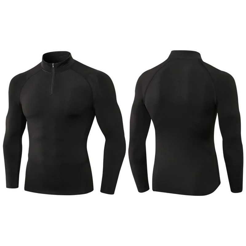 Compressed mens running long sleeved T-shirt gym clothing autumn tight fitness polo shirt fast drying bodybuilding muscle T-shirt W250111