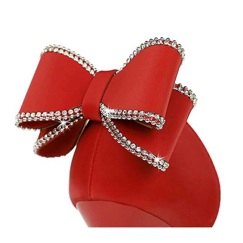 New Arrival BIGTREE Sexy Fashion Party Pump Wedding Elegant Womens High Heels Shallow Mouth Corner Side Rhinestone Bow Single Shoes T250110