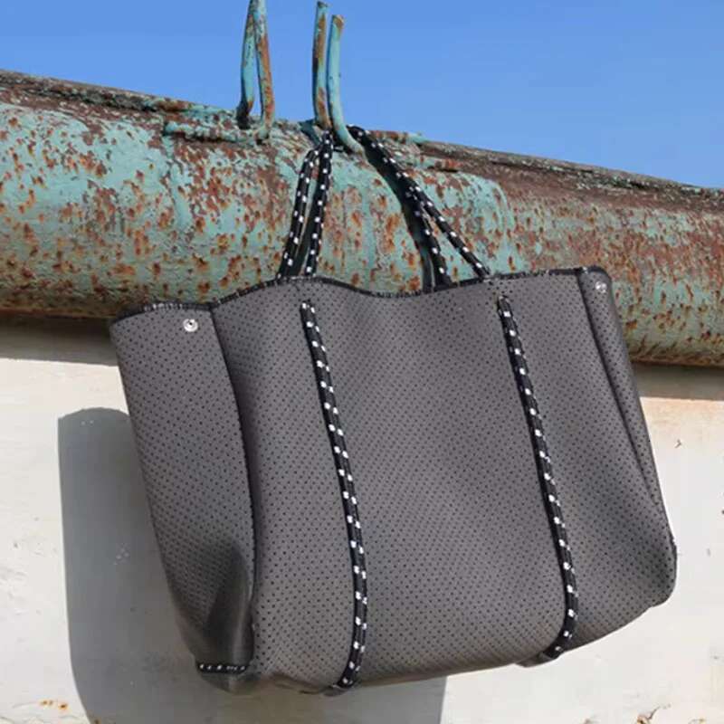 New Diving Fabric Neoprene Breathable Handbag Summer Large-Capacity Casual Shoulder Tote Travel Bag