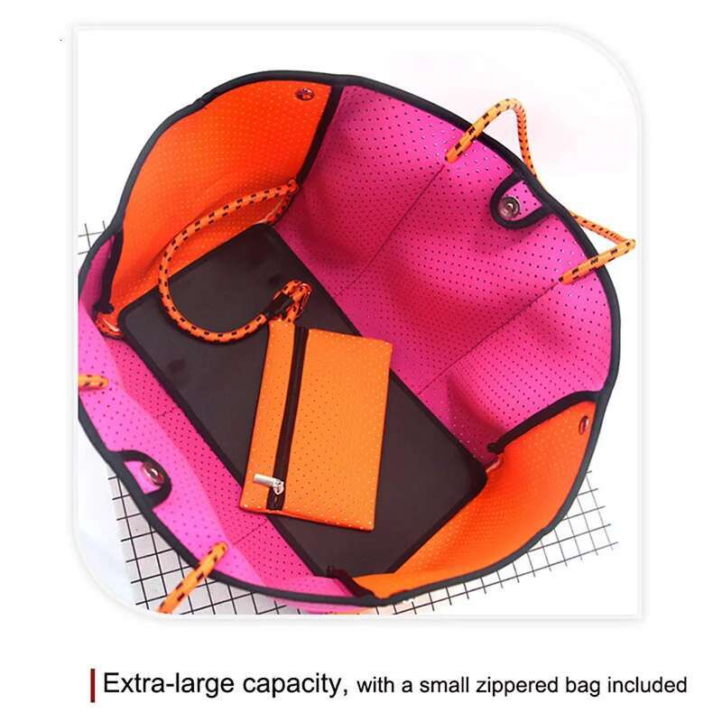 Women's Neoprene Cloth Tote Travel Shoulder Bags Large-Capacity Waterproof Multipurpose Beach Bag With Bottom Board