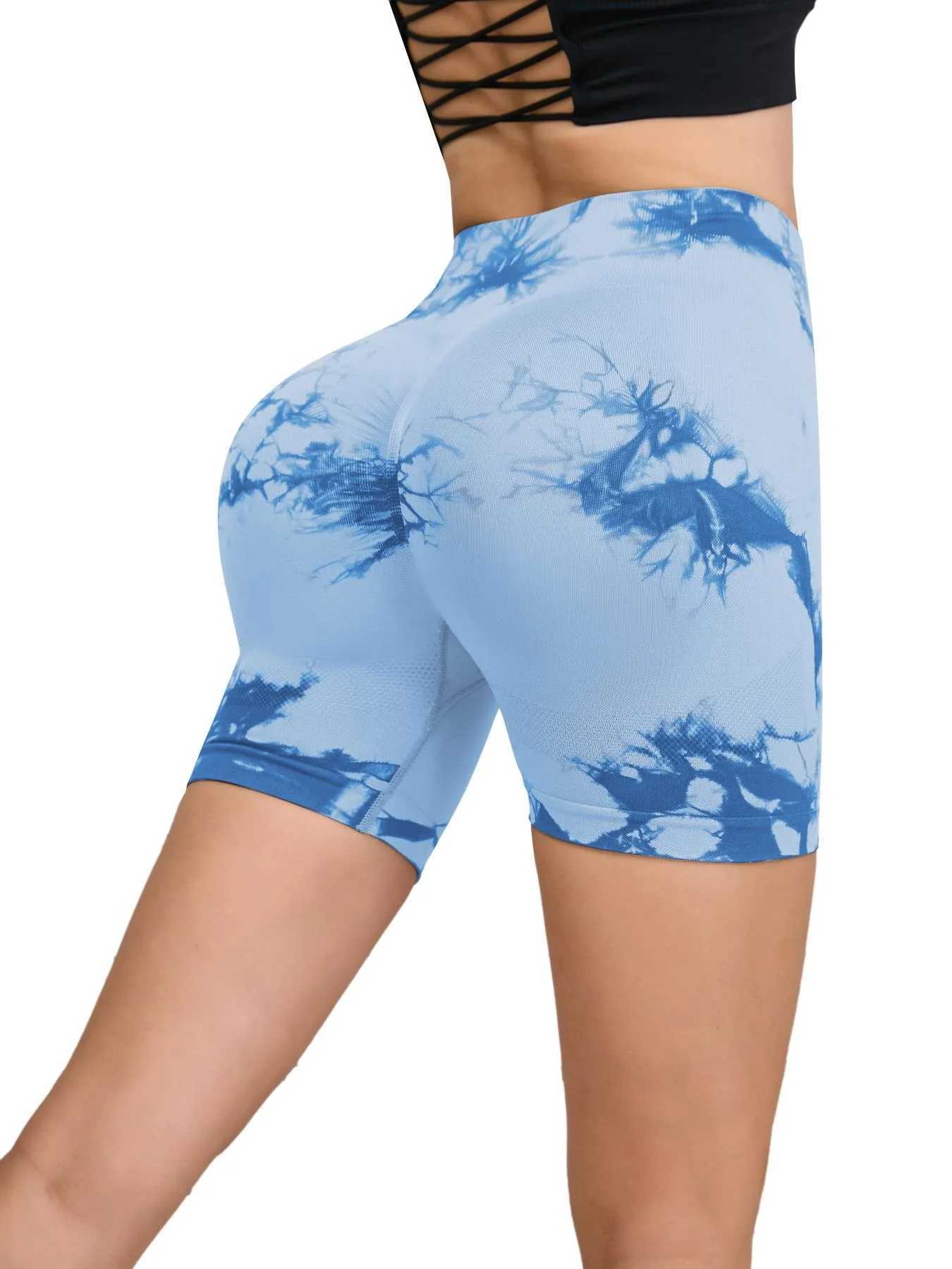 Tie Dyed Seamless Fitness Pants Womens High Waist and Hip Lifting Sports Tight Shorts Running Sexy Peach Fitness Yoga ShortsXJ250111