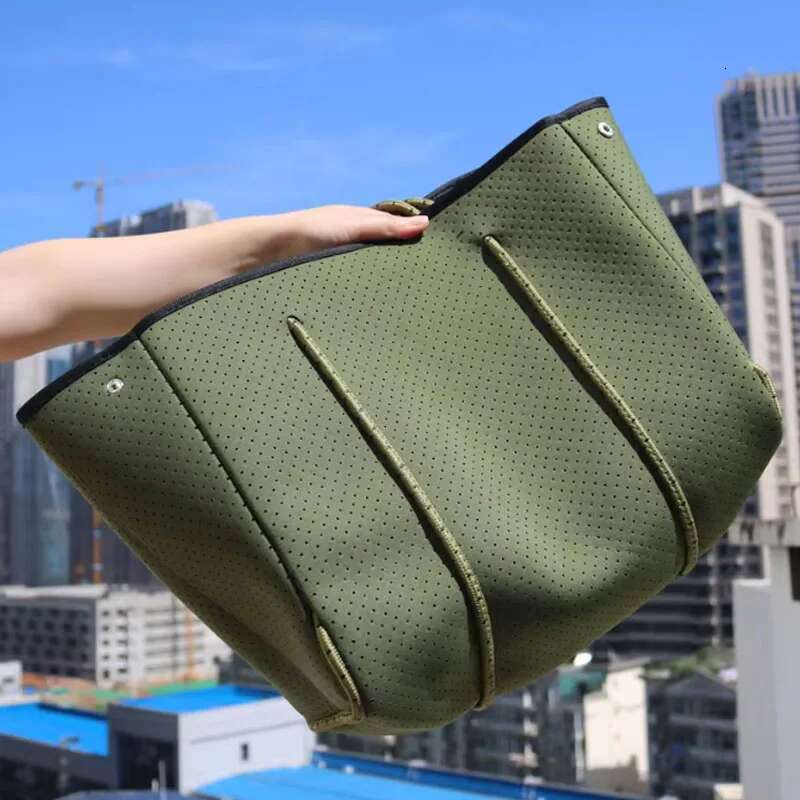 New Diving Fabric Neoprene Breathable Handbag Summer Large-Capacity Casual Shoulder Tote Travel Bag