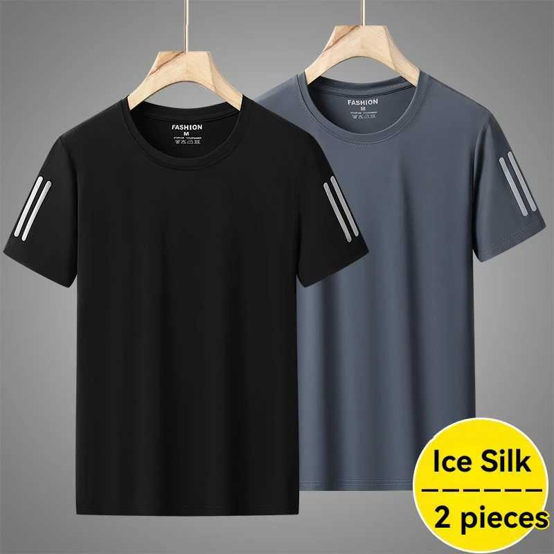 High quality ice silk thin mens casual breathable short sleeved T-shirt summer sweater absorbs quick drying sports running top W250111