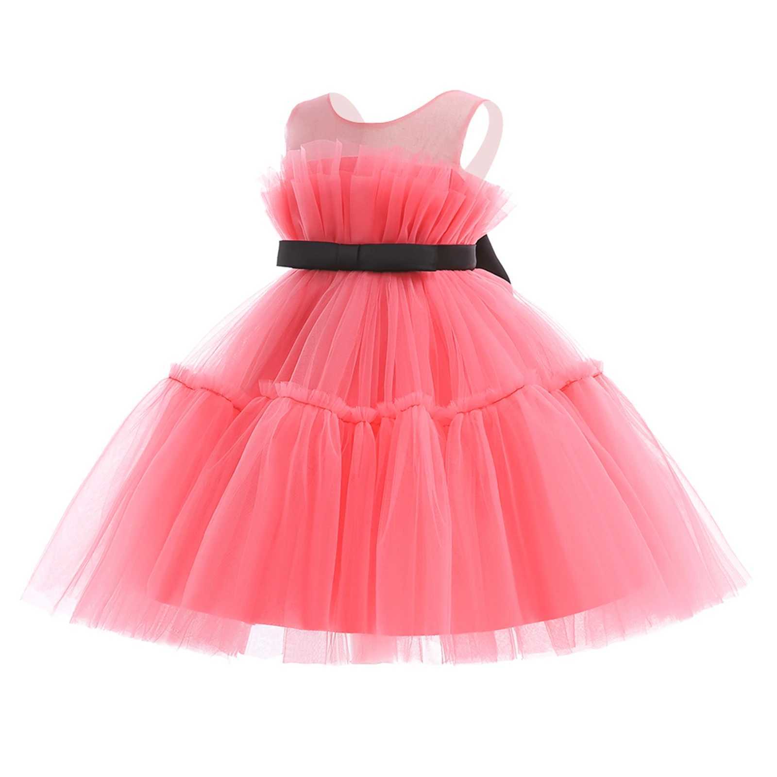 Pudcoco Childrens Baby Girl Princess Par Dress Elegant Bow Sleeveless Mesh Tulle Tutu Birthday Wedding Dress 1-13Y W250111