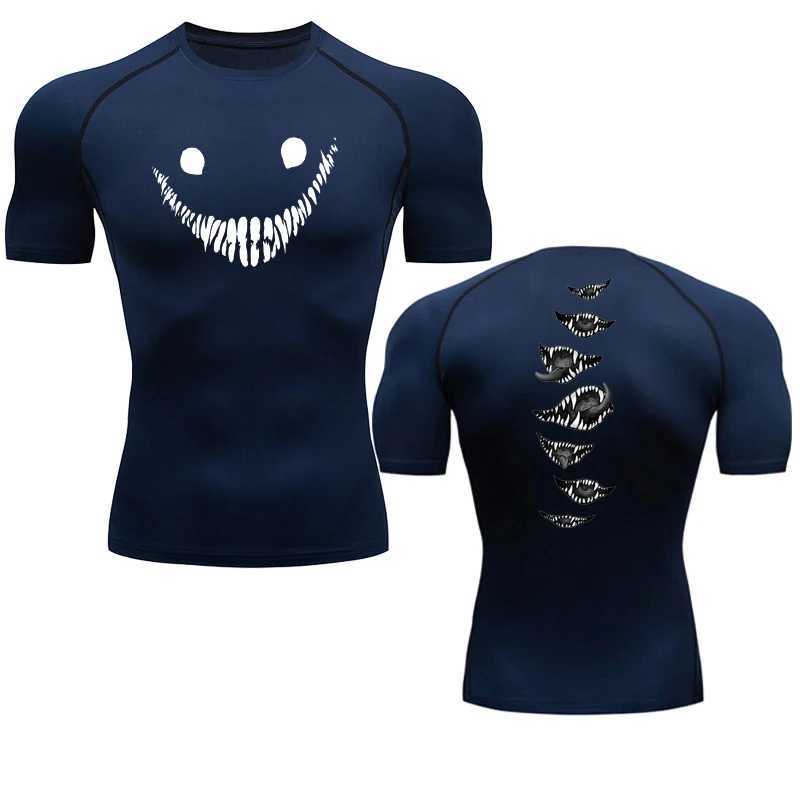 Running T-shirt mens short sleeved compression shirt summer quick drying top black bodybuilding muscle shirt breathable gym W250111