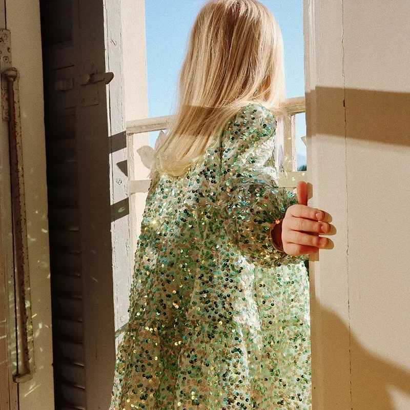 2024 New Girl Par Dress KS Mesh Glitter Christmas Dress Girl Princess Dress Tutu Skirts Casual Dress Childrens Clothing W250111