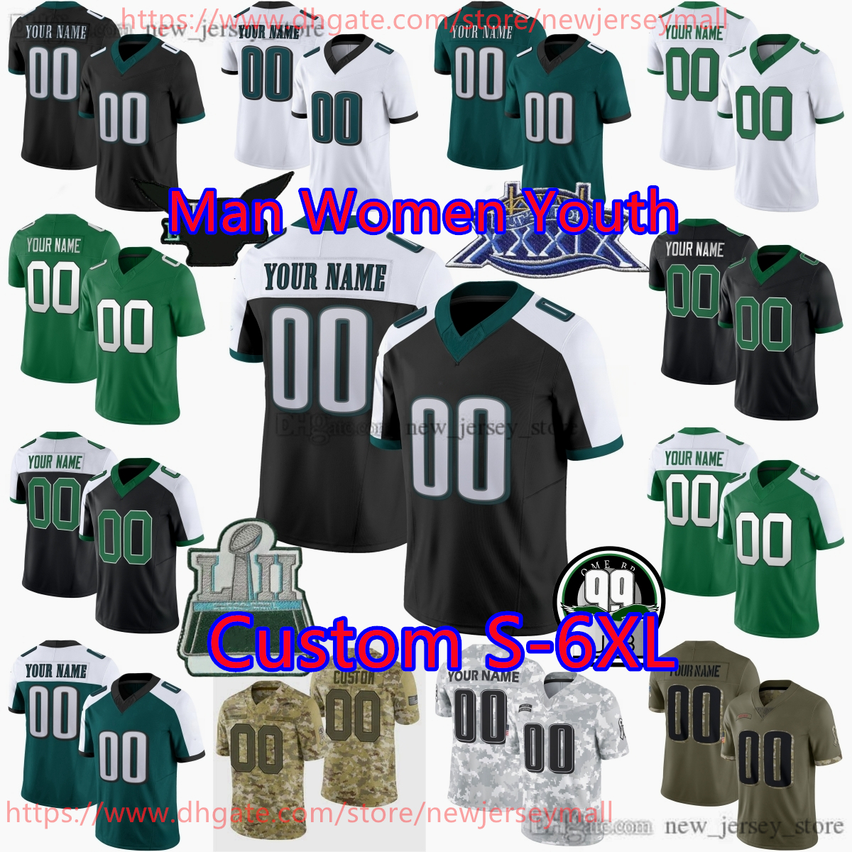 Custom DIY Football 20 Brian Dawkins Jersey Stitch 1 Jalen Hurts Blankenship Kelce Smith Goedert Barkley Brown DeJean Carter Jerseys S-6XL Man Women Youth Kids