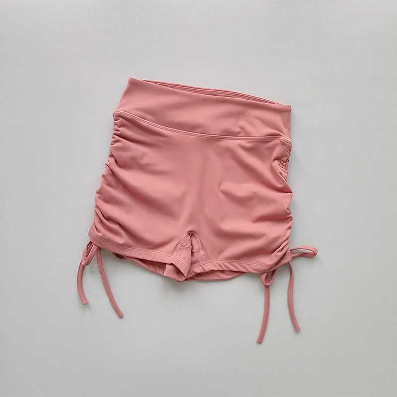 High Waisted Sexy Fitness Shorts Drawstring Straps Quick Drying Running Three Piece Pants Women Peach Buttocks Sports Hot PantsXJ250111